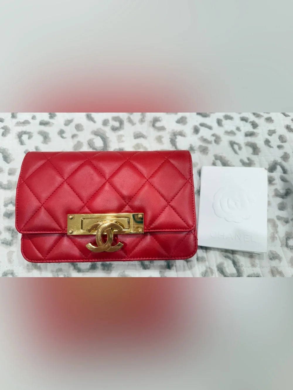 Chanel Red Quilted Leather lambskin WOC with Gold Hardware